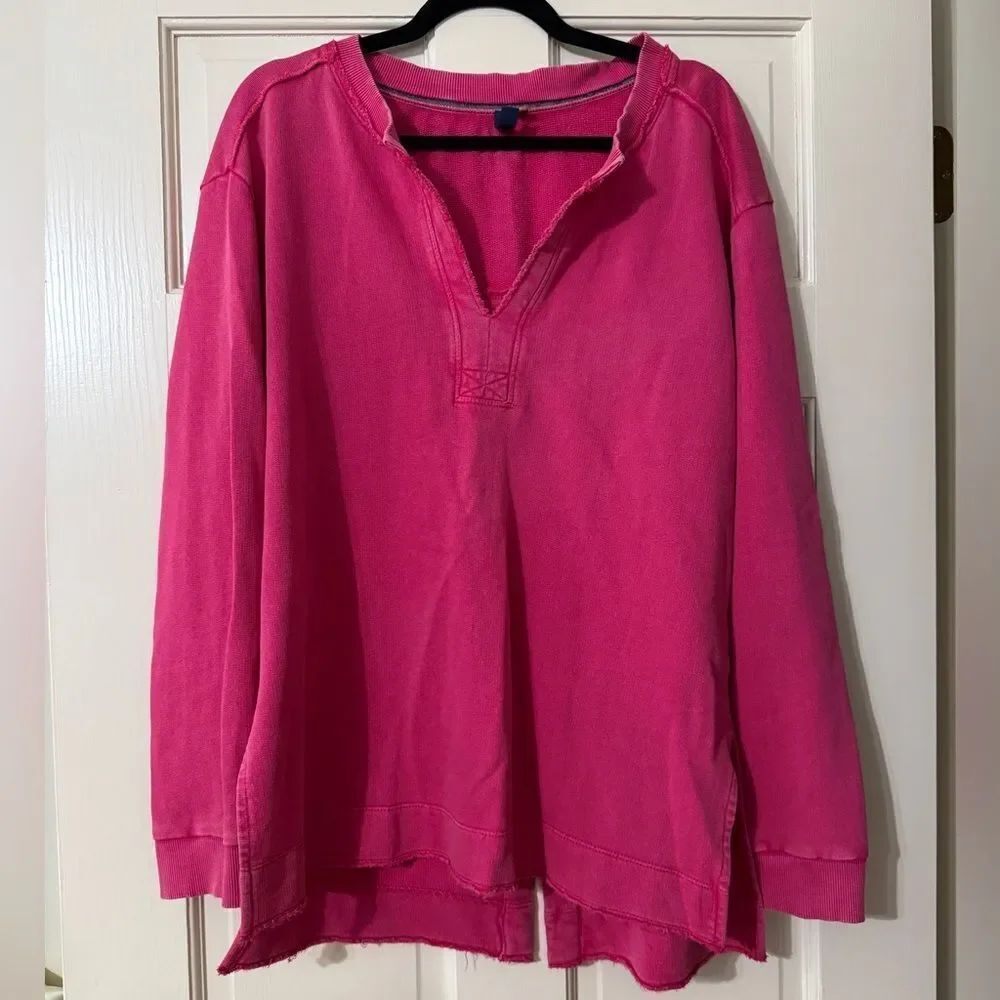 Women’s Pilcro Oversized Pullover V-Neck Long Sleeve Top M